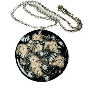 Libra Constellation Necklace Ceramic and Rhinestone Handmade